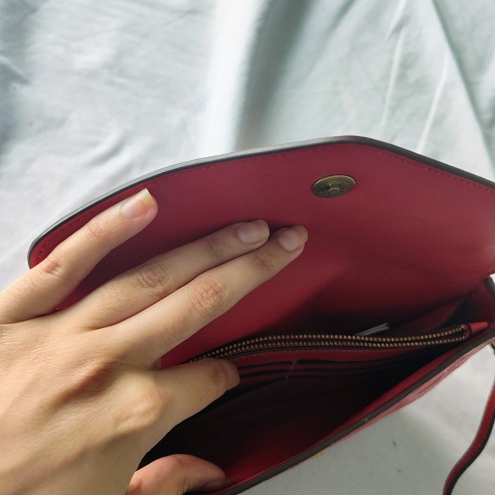 Coach Red Signature Leather Crossbody Bag - Picture 4 of 5